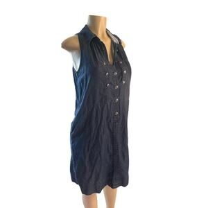 Women 8 Anthropologie Holding Horses Denim Chambray Jean Shift Dress